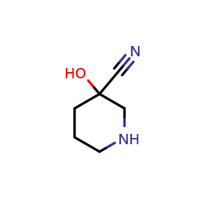 Chemical structure of 3-Hydroxypiperidine-3-carbonitrile , CAS 1366993-27-2, AChemBlock X187907