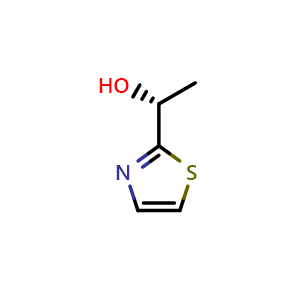 Chemical structure of (R)-1-(thiazol-2-yl)ethan-1-ol , CAS 134932-60-8, AChemBlock X187921
