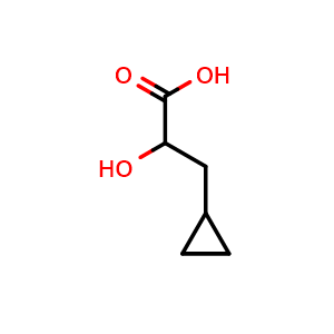 Chemical structure of 3-cyclopropyl-2-hydroxypropanoic acid , CAS 1599840-16-0, AChemBlock X187924