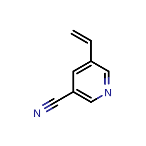 Chemical structure of 5-vinylnicotinonitrile , CAS 100949-02-8, AChemBlock X187925