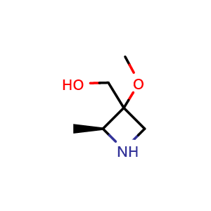 Chemical structure of [(2S)-3-methoxy-2-methyl-azetidin-3-yl]methanol , CAS 2920319-89-5, AChemBlock X187929