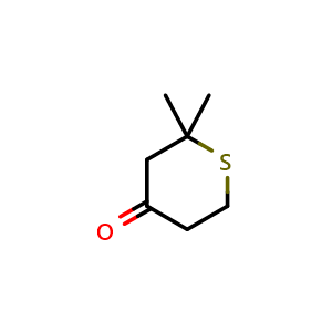 Chemical structure of 2,2-Dimethyl-tetrahydro-thiopyran-4-one , CAS 2323-13-9, AChemBlock X187997