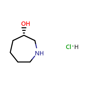 Chemical structure of (3S)-azepan-3-ol hydrochloride , CAS 1923069-56-0, AChemBlock X188047