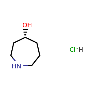 Chemical structure of (4R)-azepan-4-ol hydrochloride , CAS 2365390-45-8, AChemBlock X188048