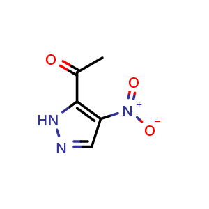 Chemical structure of 1-(4-Nitro-5-pyrazolyl)ethanone , CAS 2228374-35-2, AChemBlock X188074