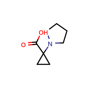 Chemical structure of 1-Pyrrolidin-1-yl-cyclopropanecarboxylic acid , CAS 1451040-52-0, AChemBlock X188079