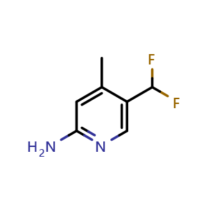 Chemical structure of 5-(difluoromethyl)-4-methylpyridin-2-amine , CAS 1805301-60-3, AChemBlock X188102