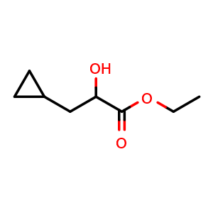 Chemical structure of ethyl 3-cyclopropyl-2-hydroxy-propanoate , CAS 1601273-66-8, AChemBlock X188104