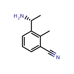 Chemical structure of (R)-3-(1-Aminoethyl)-2-methylbenzonitrile , CAS 1336454-90-0, AChemBlock X188116