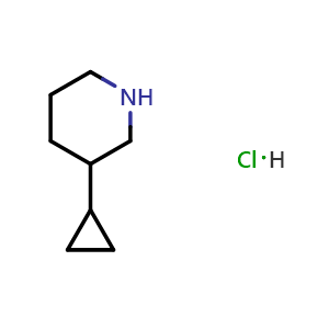 Chemical structure of 3-Cyclopropyl-piperidine hydrochloride , CAS 942511-56-0, AChemBlock X188122