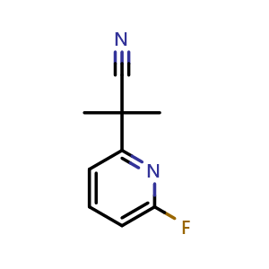 Chemical structure of 2-(6-fluoro-2-pyridyl)-2-methyl-propanenitrile , CAS 1345411-68-8, AChemBlock X188141