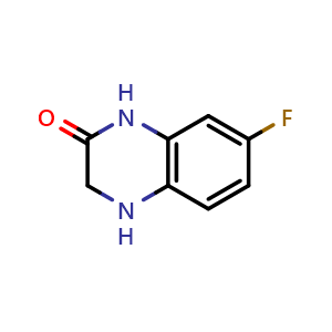 Chemical structure of 7-fluoro-3,4-dihydroquinoxalin-2(1H)-one , CAS 66367-11-1, AChemBlock X188155