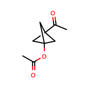 Chemical structure of Acetic acid 3-acetyl-bicyclo[1.1.1]pent-1-yl ester , CAS 2384680-66-2, AChemBlock X188172