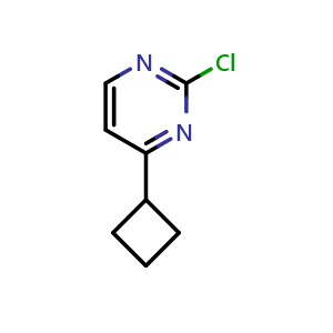 Chemical structure of 2-chloro-4-cyclobutylpyrimidine , CAS 1215072-90-4, AChemBlock X188177