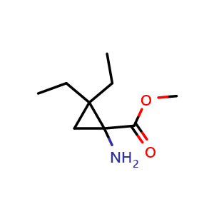 Chemical structure of methyl 1-amino-2,2-diethylcyclopropane-1-carboxylate , CAS 159279-79-5, AChemBlock X188194
