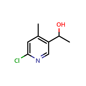 Chemical structure of 1-(6-chloro-4-methylpyridin-3-yl)ethan-1-ol , CAS 1355200-45-1, AChemBlock X188199