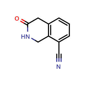 Chemical structure of 3-oxo-2,4-dihydro-1H-isoquinoline-8-carbonitrile , CAS 2428422-06-2, AChemBlock X188204