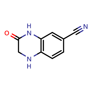 Chemical structure of 3-oxo-1,2,3,4-tetrahydroquinoxaline-6-carbonitrile , CAS 186666-78-4, AChemBlock X188213
