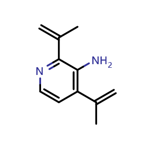 Chemical structure of 2,4-di(prop-1-en-2-yl)pyridin-3-amine , CAS 2397623-68-4, AChemBlock X188228