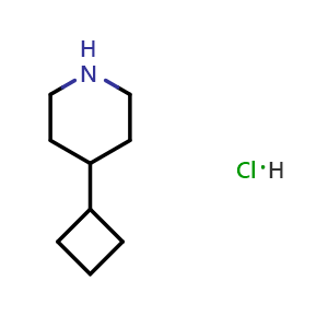 Chemical structure of 4-Cyclobutyl-piperidine hydrochloride , CAS 1448682-52-7, AChemBlock X188243