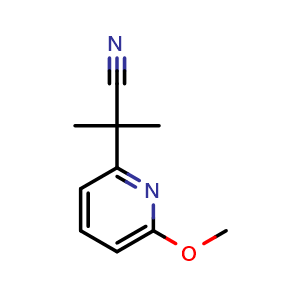 Chemical structure of 2-(6-methoxy-2-pyridyl)-2-methyl-propanenitrile , CAS 1260665-70-0, AChemBlock X188248
