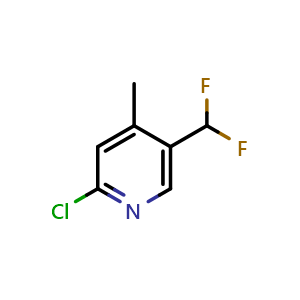 Chemical structure of 2-chloro-5-(difluoromethyl)-4-methylpyridine , CAS 1806787-55-2, AChemBlock X188258