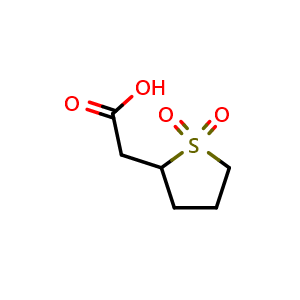 Chemical structure of 2-(1,1-dioxidotetrahydrothiophen-2-yl)acetic acid , CAS 1781610-08-9, AChemBlock X188265