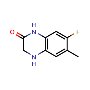 Chemical structure of 7-fluoro-6-methyl-3,4-dihydroquinoxalin-2(1H)-one , CAS 170099-04-4, AChemBlock X188285