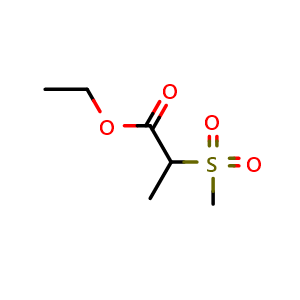 Chemical structure of ethyl 2-(methylsulfonyl)propanoate , CAS 73017-82-0, AChemBlock X188289