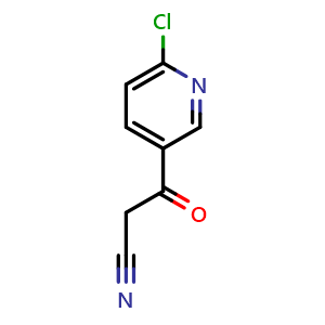 Chemical structure of 3-(6-chloropyridin-3-yl)-3-oxopropanenitrile , CAS 314267-78-2, AChemBlock X188296