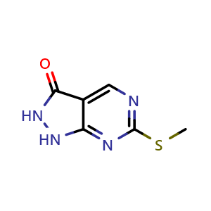 Chemical structure of 6-methylsulfanyl-1,2-dihydropyrazolo[3,4-d]pyrimidin-3-one , CAS 100047-42-5, AChemBlock X188306