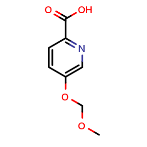 Chemical structure of 5-(methoxymethoxy)picolinic acid , CAS 1403469-22-6, AChemBlock X188312