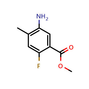 Chemical structure of methyl 5-amino-2-fluoro-4-methylbenzoate , CAS 1504965-88-1, AChemBlock X188313