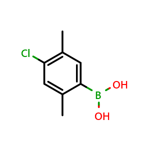 Chemical structure of (4-Chloro-2,5-dimethylphenyl)boronic acid , CAS 1350512-30-9, AChemBlock X188321