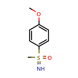 Chemical structure of imino(4-methoxyphenyl)(methyl)-l6-sulfanone , CAS 77970-95-7, AChemBlock X188327