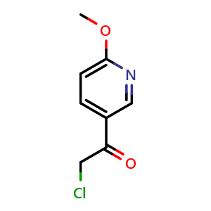 Chemical structure of 2-chloro-1-(6-methoxypyridin-3-yl)ethan-1-one , CAS 136591-96-3, AChemBlock X188328