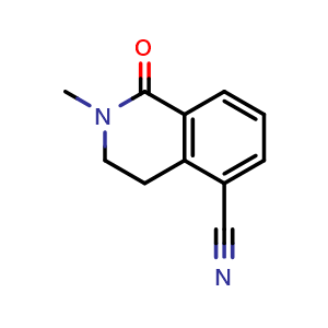 Chemical structure of 2-methyl-1-oxo-3,4-dihydroisoquinoline-5-carbonitrile , CAS 2428421-84-3, AChemBlock X188330
