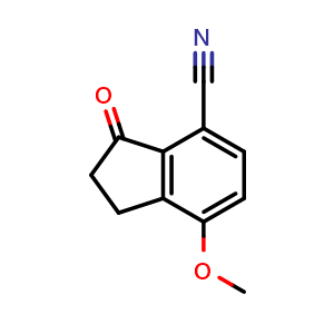 Chemical structure of 7-methoxy-3-oxo-2,3-dihydro-1H-indene-4-carbonitrile , CAS 1260009-78-6, AChemBlock X188333