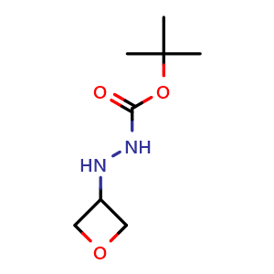 Chemical structure of N'-Oxetan-3-yl-hydrazinecarboxylic acid tert-butyl ester , CAS 1698492-94-2, AChemBlock X188348