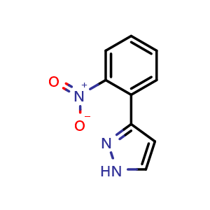 Chemical structure of 3-(2-nitrophenyl)-1H-pyrazole , CAS 59844-05-2, AChemBlock X188352