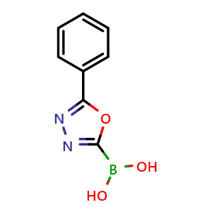 Chemical structure of (5-phenyl-1,3,4-oxadiazol-2-yl)boronic acid , CAS 545392-61-8, AChemBlock X188358