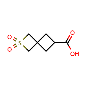 Chemical structure of 2-thiaspiro[3.3]heptane-6-carboxylic acid 2,2-dioxide , CAS 2092286-66-1, AChemBlock X188365