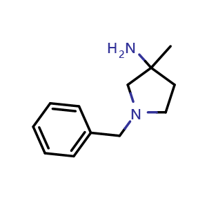 Chemical structure of 1-benzyl-3-methyl-pyrrolidin-3-amine , CAS 181114-76-1, AChemBlock X188368