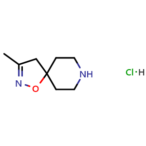 Chemical structure of 3-methyl-1-oxa-2,8-diazaspiro[4.5]dec-2-ene hydrochloride , CAS 1796557-11-3, AChemBlock X188371