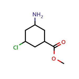 Chemical structure of 3-Amino-5-chloro-cyclohexanecarboxylic acid methyl ester , AChemBlock X188380