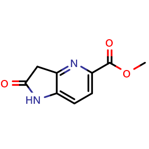 Chemical structure of methyl 2-oxo-2,3-dihydro-1H-pyrrolo[3,2-b]pyridine-5-carboxylate , CAS 1190311-14-8, AChemBlock X188386