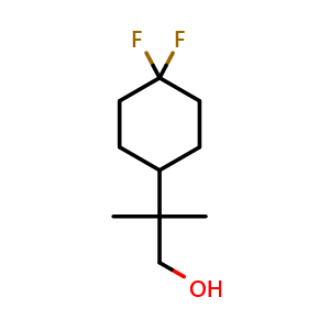 Chemical structure of 2-(4,4-difluorocyclohexyl)-2-methylpropan-1-ol , CAS 2229128-17-8, AChemBlock X188389