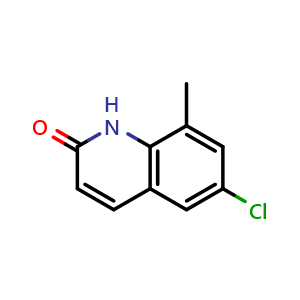 Chemical structure of 6-chloro-8-methylquinolin-2(1H)-one , CAS 701289-61-4, AChemBlock X188400