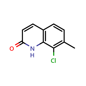 Chemical structure of 8-chloro-7-methylquinolin-2(1H)-one , CAS 1694899-95-0, AChemBlock X188403