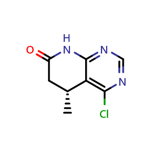 Chemical structure of (5R)-4-chloro-5-methyl-6,8-dihydro-5H-pyrido[2,3-d]pyrimidin-7-one , CAS 1295516-68-5, AChemBlock X188426